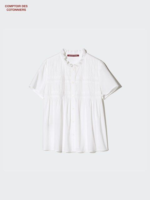 ユニクロのコットンフリルシャツ