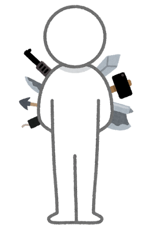 武器を隠し持つ人のイラスト（棒人間）