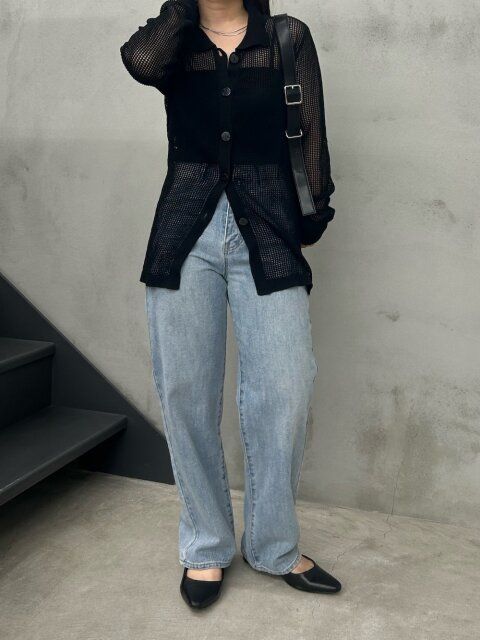 黒メッシュトップスコーデ4