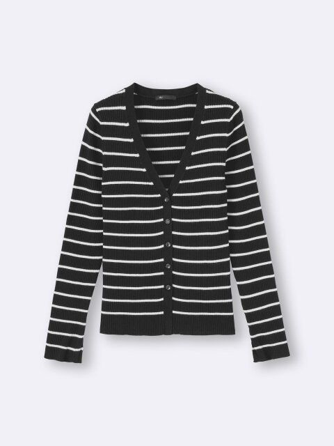 2025gu夏UVカットボーダーVネックカーディガン