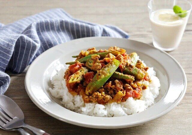 オクラとひき肉のビンディキーママサラ