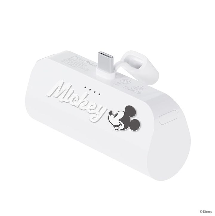 USB Type-C 直挿しモバイルバッテリー 5,000mAh（ミッキーマウス）斜め