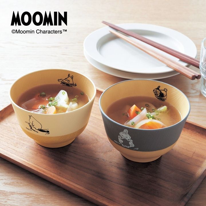 ベルメゾン「ムーミン」優しい色合いの食洗器対応汁椀2柄セット