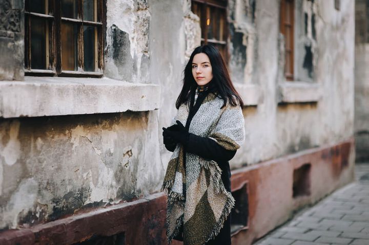 ケープ巻きのストール