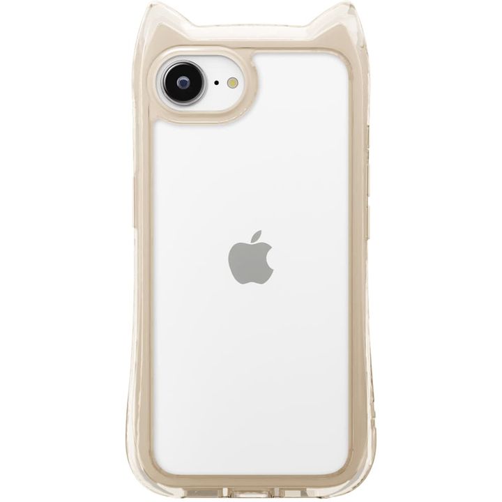 iPhone 16e用 ネコミミ エアクッションケース ベージュ（背面）