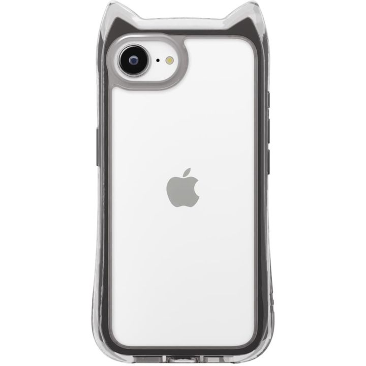 iPhone 16e用 ネコミミ エアクッションケース ブラック（背面）