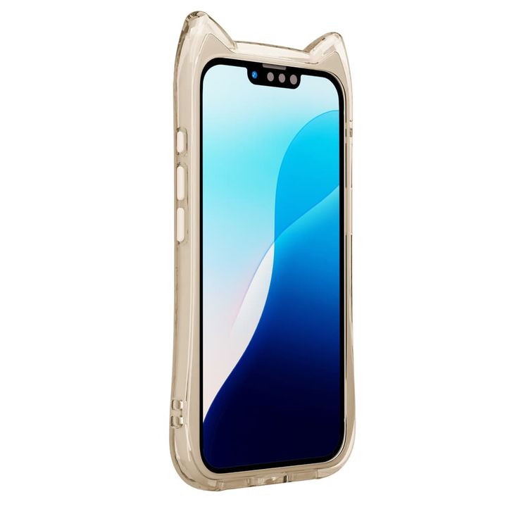 iPhone 16e用 ネコミミ エアクッションケース ベージュ（液晶）