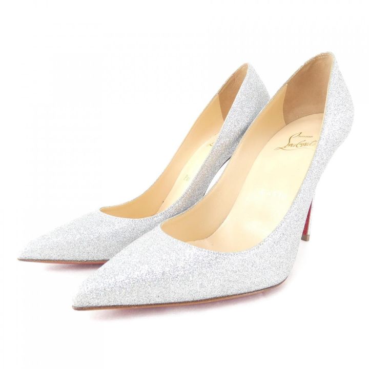クリスチャンルブタンのシルバーラメパンプス