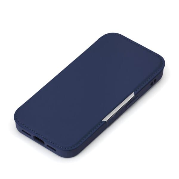 iPhone 16e用 ガラスフリップケース [サフィアーノ調/ネイビー]1