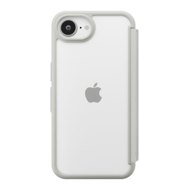 iPhone 16e用 ガラスフリップケース [サフィアーノ調/グレー]2