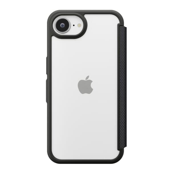 iPhone 16e用 ガラスフリップケース [ナイロンメッシュ調/ブラック]2