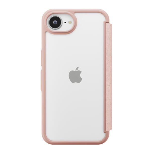 iPhone 16e用 ガラスフリップケース [スエード調/ピンク]2