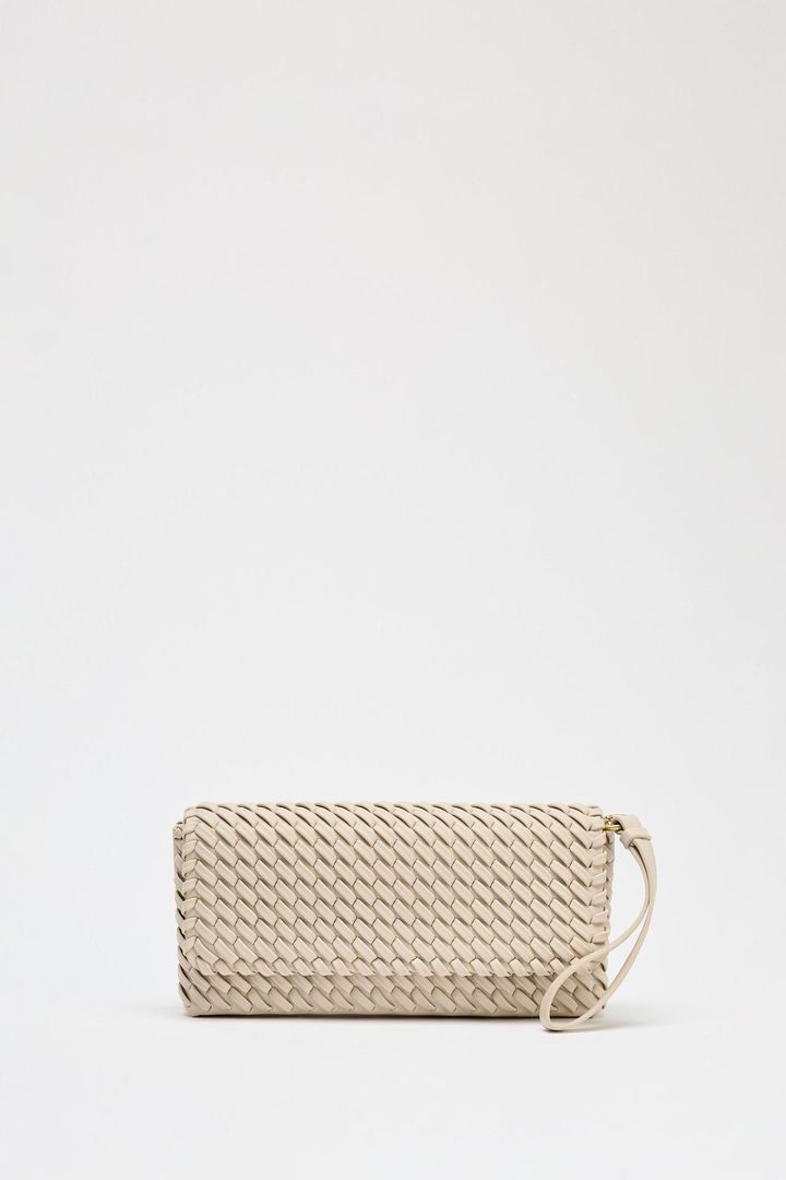 ZARA 爽やかな 編み込みトップス仕様ハードハンドバッグ 編み込みトップス仕様ハードハンドバッグ - ライトベージュ