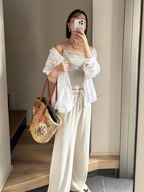 2025gu夏おすすめリブプルオンパンツお手本コーデ