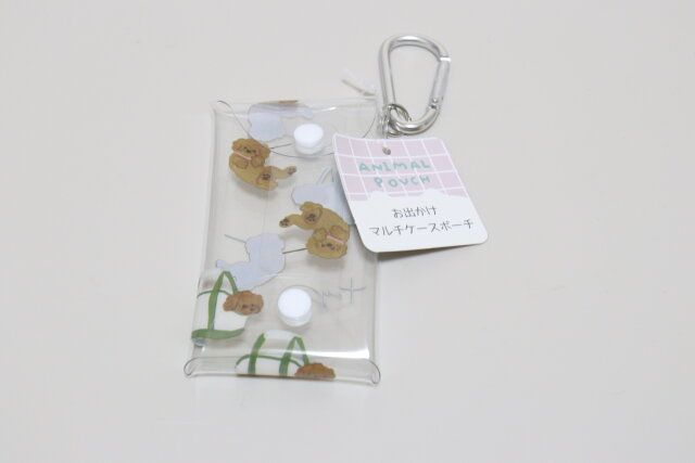 犬柄マルチケースカラビナ付き