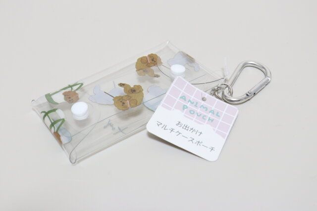 犬柄マルチケースカラビナ付き ポーチ