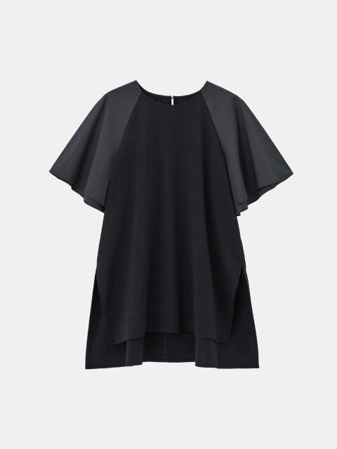 PLSTのファブリックコンビフレアスリーブチュニックTシャツ