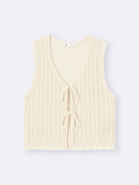 GUの透かし編みニットジレ