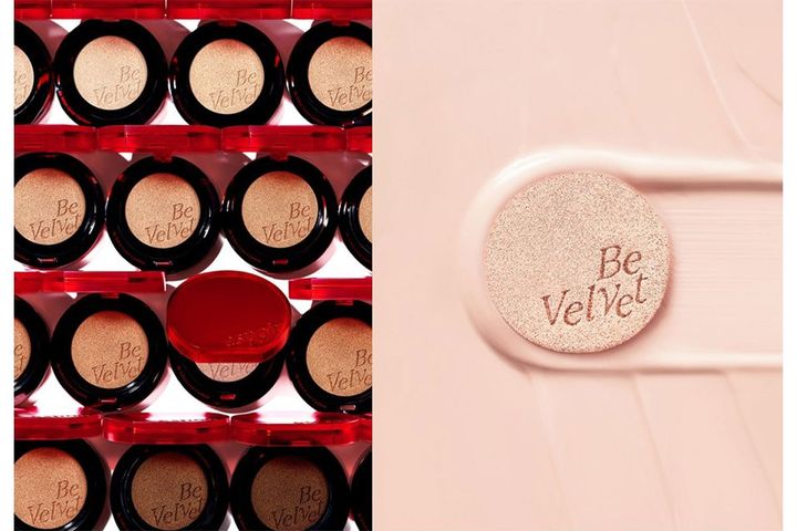 ビーベルベットカバークッション 21P ピーチアイボリー／￥3,300（税込み）