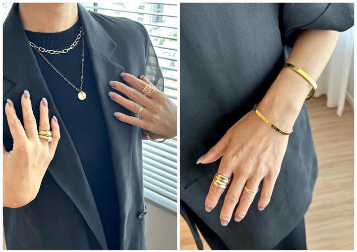 画像2: 【プラステ】シアーオーガンジーハーフスリーブジャケット¥17,000、UVカットレーヨンブレンドナローワンピース¥9,990、その他／弓桁さん私物 www.plst.com