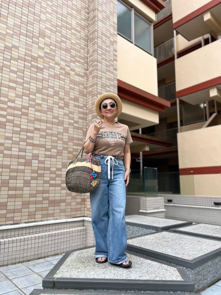 カゴバッグコーデ