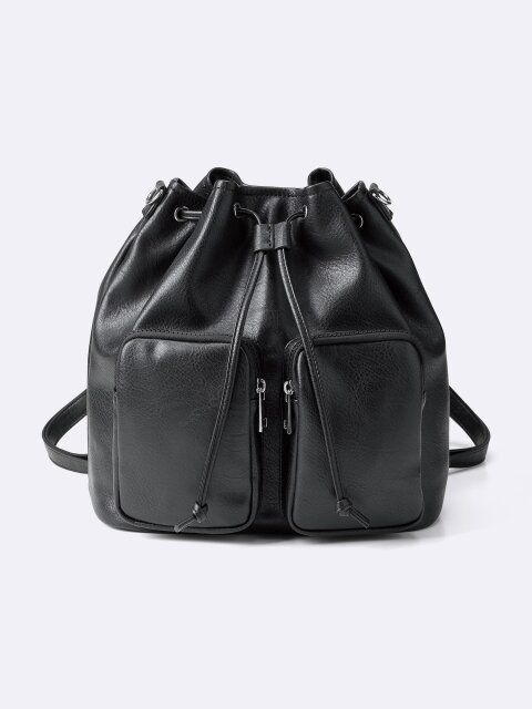 2025gu高見え黒ポケットミニバックパック