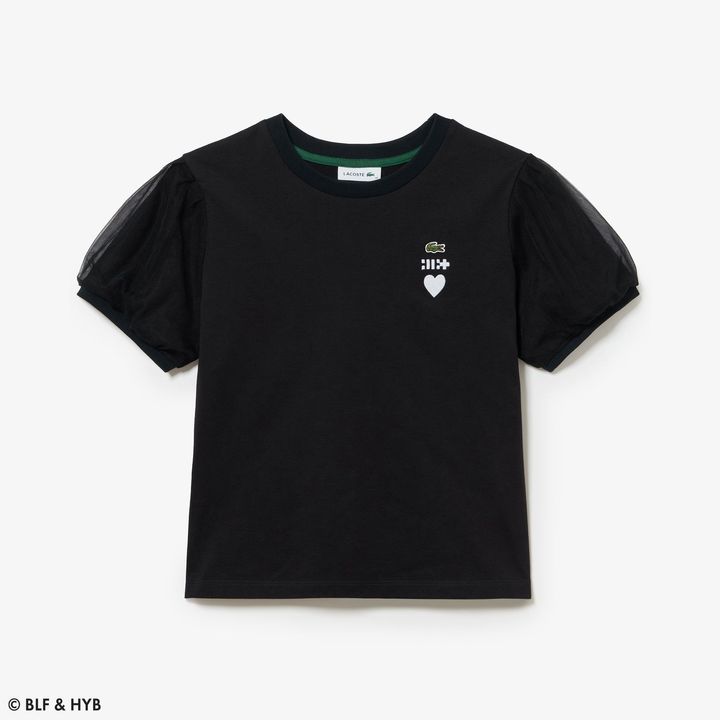 チュールスリーブロゴ刺繍Tシャツ ¥13,200