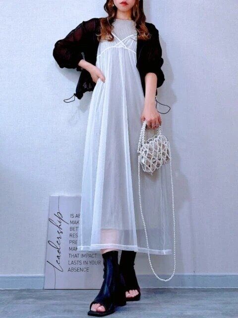 2025gu夏女性おすすめ2ピースチュールワンピースお手本コーデ