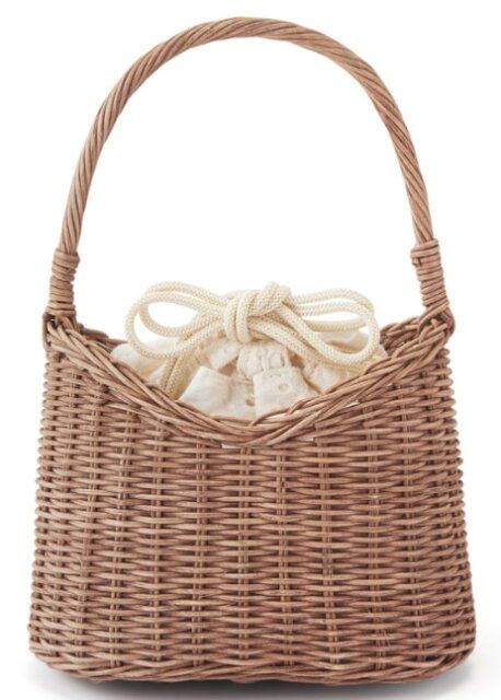 巾着付きV字かごバッグ