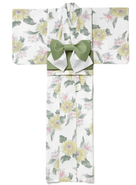 レトロひまわり柄浴衣セット