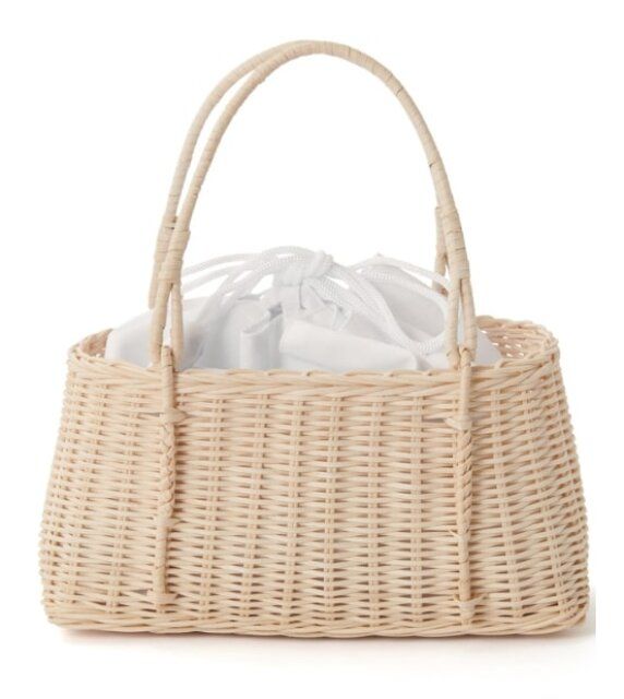 巾着付きラタンかごバッグ