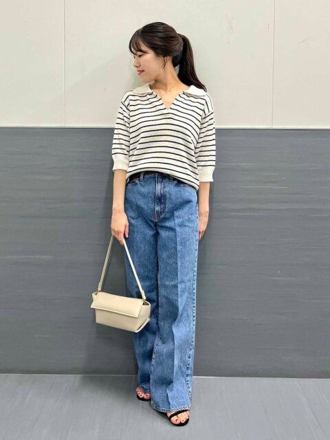 2025夏大人女子おすすめボーダーニット×デニムコーデ