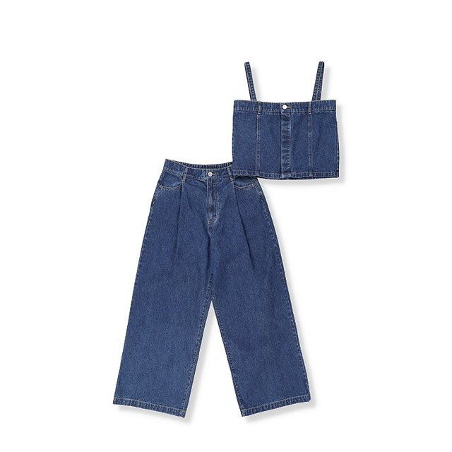 しまむらのデニムビスチェとパンツセット