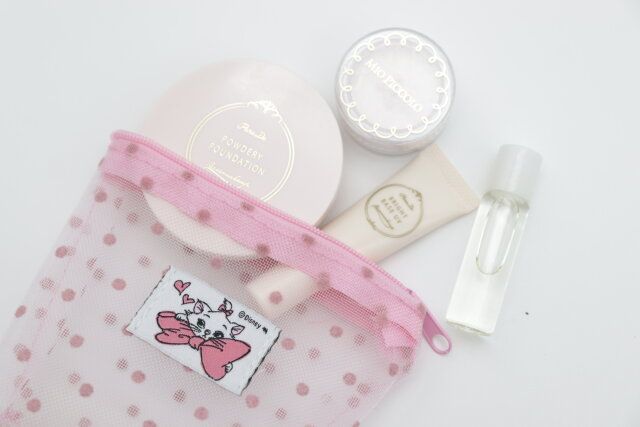 セリア ＜おしゃれキャット＞メッシュドットタグポーチ 使用例 コスメ