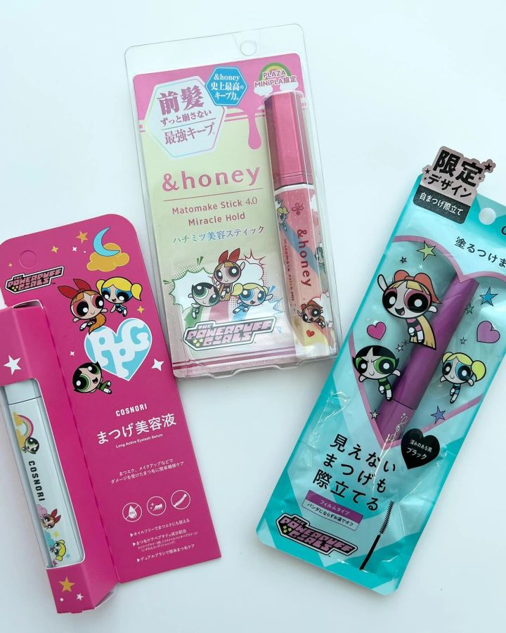 COSNORI コスノリ アイラッシュセラム パワーパフ ガールズ、＆honey アンドハニー マトメイクスティック ミラクルホールド4.0 パワーパフ ガールズ、dejavu デジャヴュ ラッシュアップ マスカラE ブラック パワーパフ ガールズ