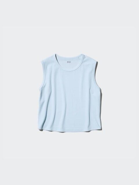 ユニクロ エアリズムソフトリブTシャツ／ノースリーブ 61 BLUE