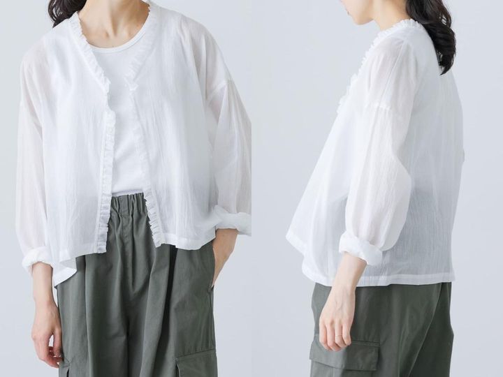画像: 「ミニフリルカーディガン」￥15,400 出典：かぐれ