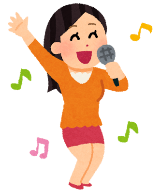 カラオケを歌う女性のイラスト