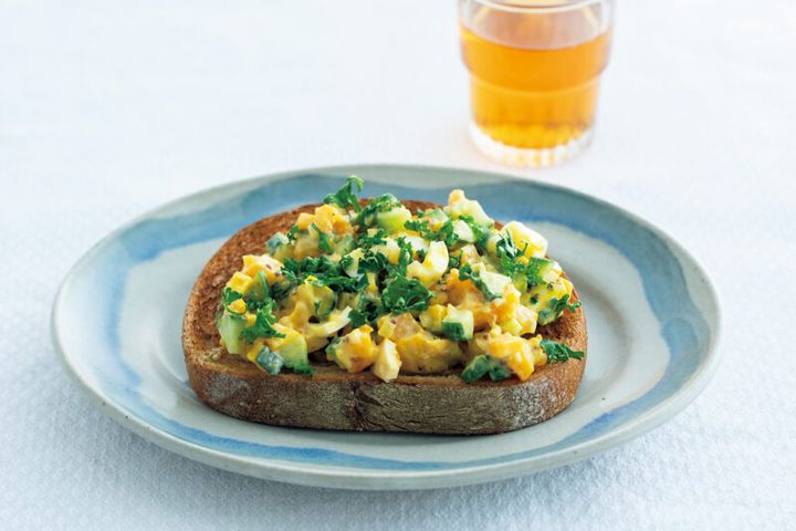 かぼちゃときゅうりの彩りと食感がアクセント 「ゆで卵の野菜たっぷりタルタル」