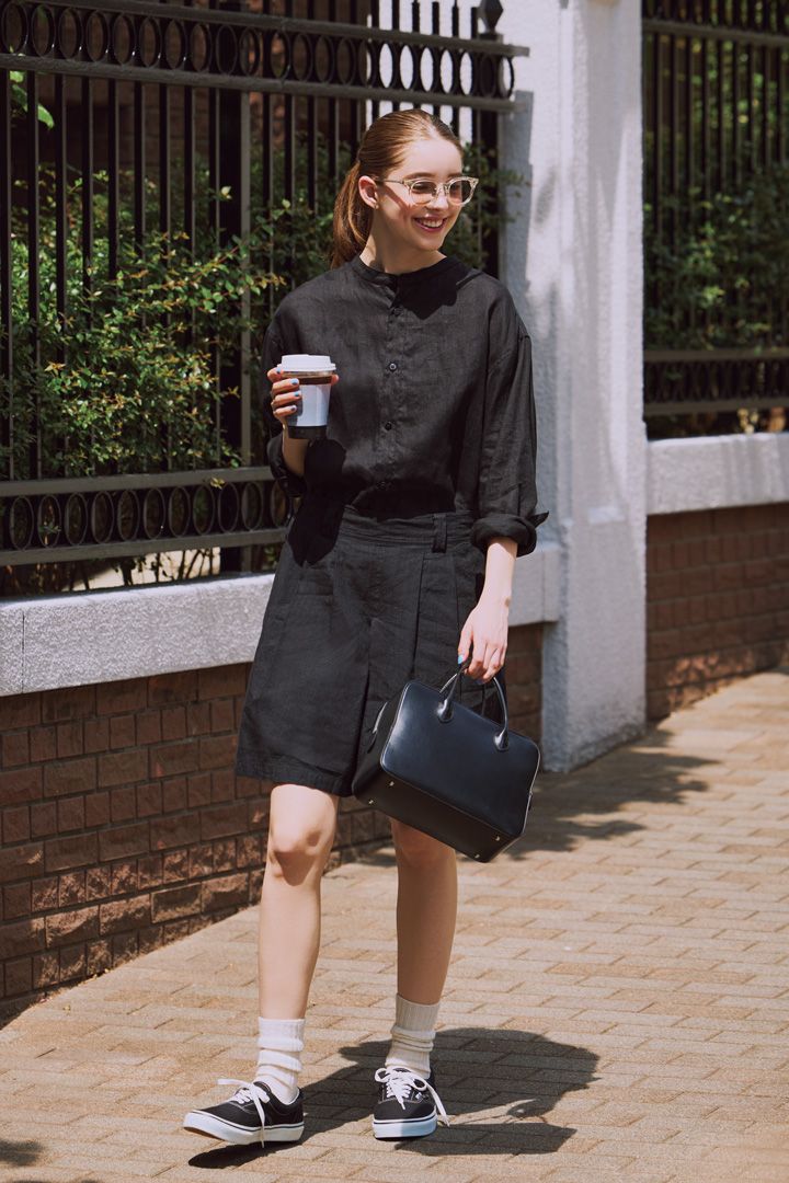 夏のモノクロスタイルはブラックリネンが今っぽい【本日のFUDGE GIRL-8月6日】