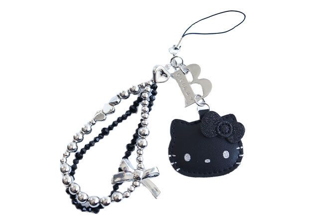 セブンハローキティミラー付きビーズストラップ