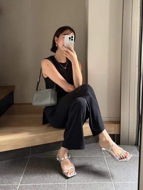 2025gu夏リブプルオンパンツお手本コーデ