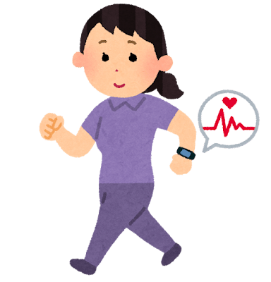 活動量計を使う人のイラスト（女性）