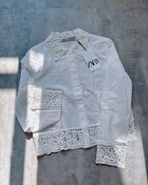 ZARA ZW COLLECTION クロシェシャツ ホワイト