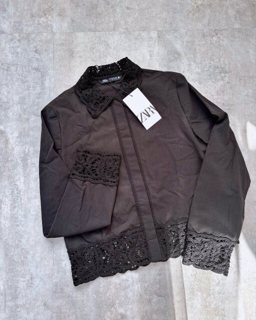 ZARA ZW COLLECTION クロシェシャツ ブラック