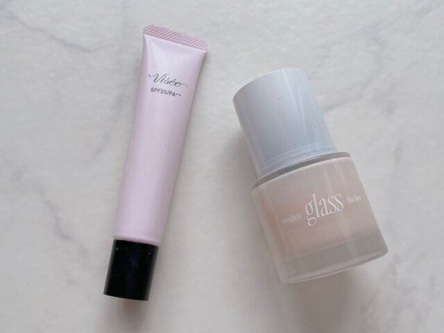 下地：ヴィセ トーンアップスキンデザイナー 01 ラベンダー ファンデ：fwee ファンデーションガラス 01 フェアガラス