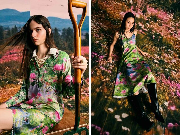 画像: 左「All Over Print Shirt」￥41,800、「Petticoat Skirt」￥30,800、右「Reversible Slip Dress」￥46,200 出典：レイ ビームス