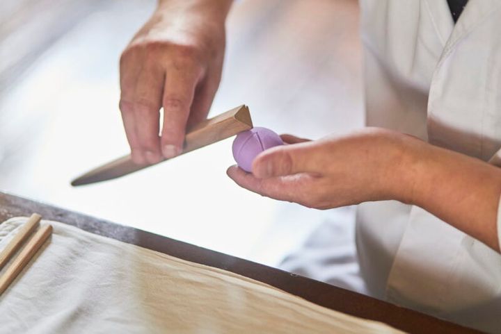 上生菓子の作り方④花びらのガイドラインを引く