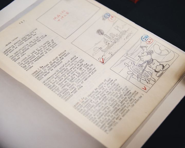 丁寧に保管された資料の数々。世界初の絵コンテも！