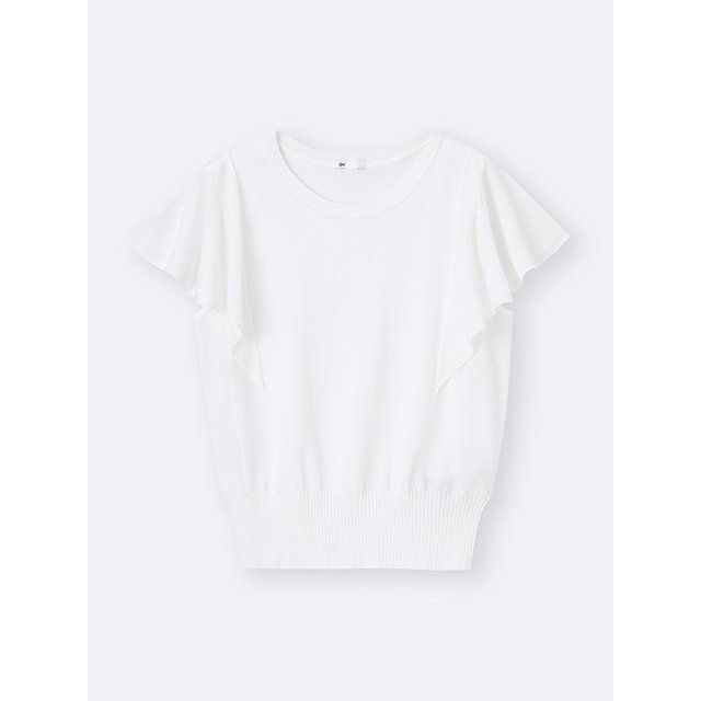 GUのシアーラッフルスリーブセーター